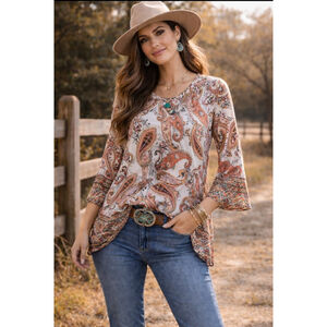 Boho Western Paisley Tunic – Size XL